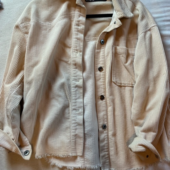 Zara Corduroy Cream Shacket - Picture 3 of 6